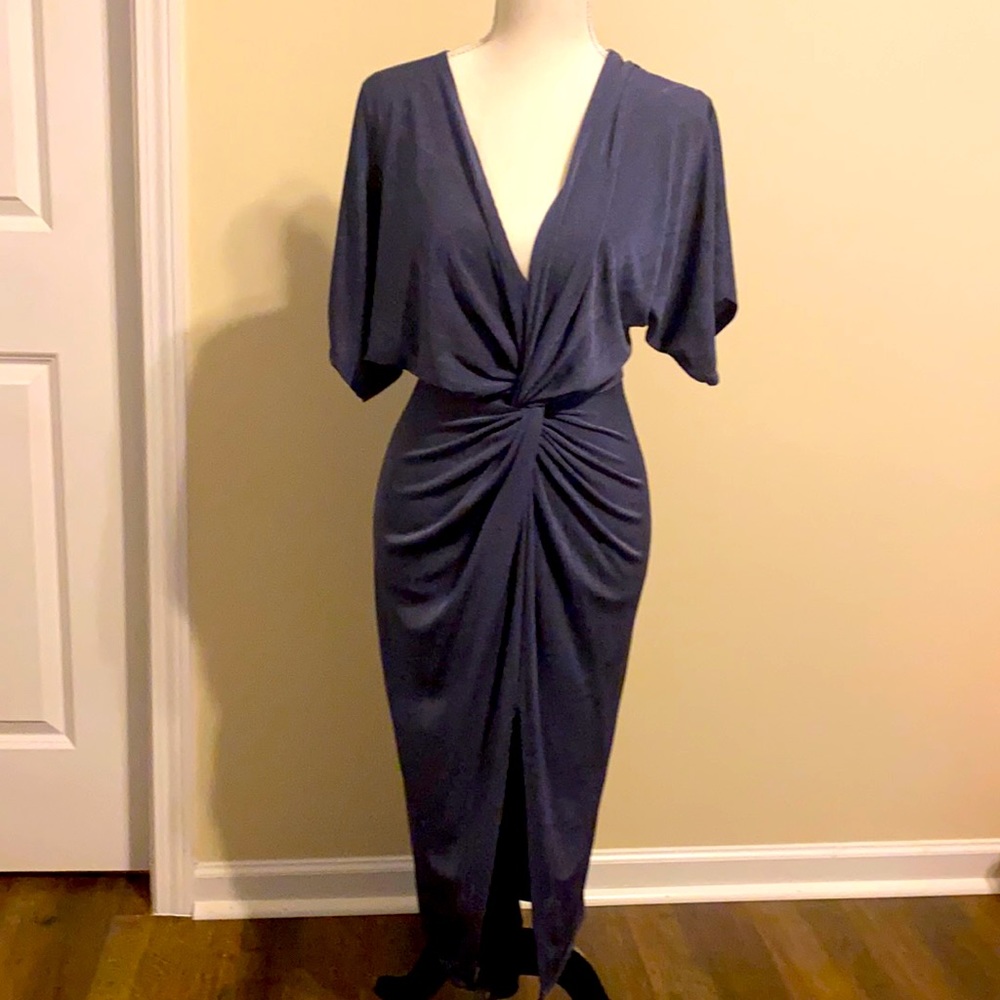 FashionNova V-Neck Chiffon Sleeve Sheath Dress